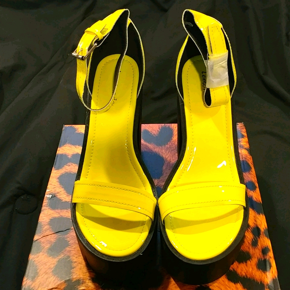 Neon Yellow Chunky Heels